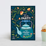 "Garden Tea Party" - Children's Birthday Party Invitations in Lake by Erin Deegan - Front