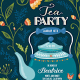 "Garden Tea Party" - Children's Birthday Party Invitations in Lake by Erin Deegan - Detail