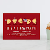 "It's A Pizza Party" - Children's Birthday Party Invitations in Tomato by Katie Zimpel - Front
