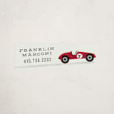 "Vintage Race Car" - Custom Name Labels in Ruby by chocomocacino - Front