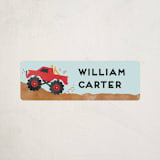 "wheelie truck" - Custom Name Labels in Berry by Kanika Mathur - Front