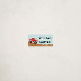 "wheelie truck" - Custom Name Labels in Berry by Kanika Mathur - Front