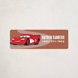 "Lightning McQueen Route 66 from Disney and Pixar's Cars" - Custom Name Labels in Red Rock by Jill Means - Front