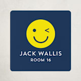 "Emoji Party" - Custom Name Labels in Navy by Baumbirdy - Front