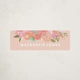 "Blooming Peonies" - Custom Name Labels in Peach by Jennifer Wick - Front