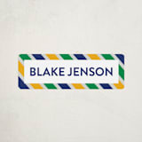 "Preppy Stripe" - Custom Name Labels in Seaweed by Jessica Ogden - Front