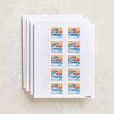 "Surfs Up" - Custom Name Labels in Turquoise by Shirley Lin Schneider - Full Sheet