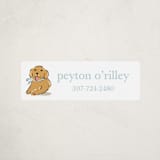 "Golden Pup" - Custom Name Labels in Bluebird by Susan Zinader - Front