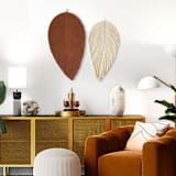 "Fiber Art Leaf set Commission" - Commissioned Original Textile Art in brown by Bharti Trivedi