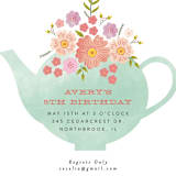"Tea Party" - Children's Birthday Party Invitations in Mint by Nazia Hyder - Detail