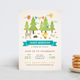 "Wild Woodland" - Children's Birthday Party Invitations in Turquoise by Michelle Taylor - Front