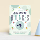 "Bounce into a birthday" - Children's Birthday Party Invitations in Aquamarine by Heather Francisco - Front