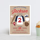 "Little Slugger" - Children's Birthday Party Invitations in Patriotic by One Swell Studio - Front