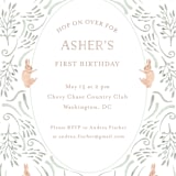 "Hop on Over II" - Children's Birthday Party Invitations in Mint by Hallie Fischer - Detail