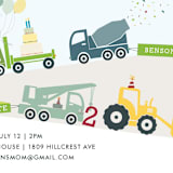"Trucks on Parade" - Children's Birthday Party Invitations in Grass by Rebecca Bowen - Detail