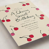 "Cherries" - Children's Birthday Party Invitations in Tomato by Kelly Watkins - Detail