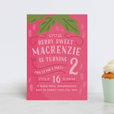 "Berry Sweet" - Children's Birthday Party Invitations in Strawberry by Laura Hankins - Front