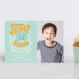 "Jump Bound & Leap" - Children's Birthday Party Invitations in Sky by Shiny Penny Studio - Front