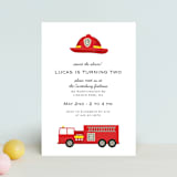 "firehouse" - Children's Birthday Party Invitations in Firetruck by Julee London - Front