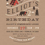 "Lumber Bears" - Children's Birthday Party Invitations in Kraft by Jennifer Wick - Detail