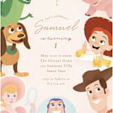"Disney's and Pixar Toy Story Friends" - Children's Birthday Party Invitations in Taupe by Sabrin Deirani - Detail