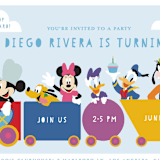 "Disney Mickey & Friends Birthday Train" - Children's Birthday Party Invitations in Sky by Madhvi Samimi - Detail