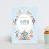 "Step Right Up" - Children's Birthday Party Invitations in Sky by Joanna Griffin - Front