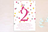 "Confetti Fun" - Children's Birthday Party Invitations in Hot Pink by Pretty Girl Designs - Front