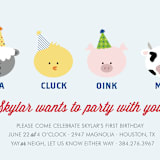 "Barnyard Crew" - Children's Birthday Party Invitations in Sky by Leslie Ann Jones - Detail