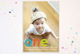 "Colorful One" - Children's Birthday Party Invitations in Teal by Denise Malacrea - Front