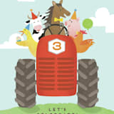 "farm animal friends" - Children's Birthday Party Invitations in Robin’s Egg by Jennifer Wick - Detail