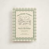 "One Happy Camper" - Children's Birthday Party Invitations in Sage by Creo Study - Front