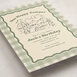"One Happy Camper" - Children's Birthday Party Invitations in Sage by Creo Study - Detail