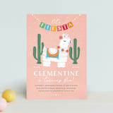 "Llama Piñata" - Children's Birthday Party Invitations in Strawberry by Jennifer Lew - Front