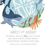 "Ride the Tide" - Children's Birthday Party Invitations in Pool by Joanna Griffin - Detail