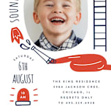 "Little Fire Fighter" - Children's Birthday Party Invitations in Firetruck by Corinne Malesic - Detail