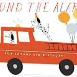 "Sound The Alarm!" - Children's Birthday Party Invitations in Dalmatian by Angela Thompson - Detail