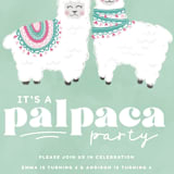 "PALpaca" - Children's Birthday Party Invitations in Aqua by Jessie Steury - Detail