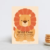 "Wild Lion" - Children's Birthday Party Invitations in Sand by Kacey Kendrick Wagner - Front