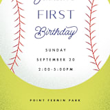 "baseball" - Children's Birthday Party Invitations in Grass by Becky Nimoy - Detail