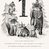 "Forest Friends" - Children's Birthday Party Invitations in Sephia by Anastasia Makarova - Detail