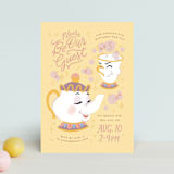"Disney Enchanted Beauty And The Beast Tea Party" - Children's Birthday Party Invitations in Lemonade by Rebecca Smith - Front