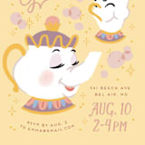 "Disney Enchanted Beauty And The Beast Tea Party" - Children's Birthday Party Invitations in Lemonade by Rebecca Smith - Detail