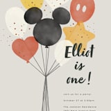"Disney's Mickey Balloon Bunch" - Children's Birthday Party Invitations in Cream by Adelyn T. - Detail