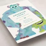 "Disney and Pixar's Monster's Inc Party" - Children's Birthday Party Invitations in Marshmallow by Holly Whitcomb - Detail