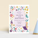 "Disney's Tangled Floral Birthday Invite" - Children's Birthday Party Invitations in Lilac by Katherine Dietz - Front