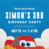 "Disney and Pixar's Cars Kachow" - Children's Birthday Party Invitations in Sky by Carly Reed Walker - Detail
