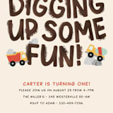 "Digging" - Children's Birthday Party Invitations in Dirt by Megan Cash - Detail