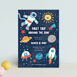 "space age" - Children's Birthday Party Invitations in Midnight by peetie design - Front