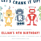 "robots" - Children's Birthday Party Invitations in Confetti by peetie design - Detail